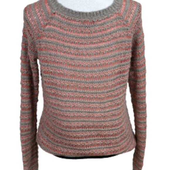 Splendid Hudson Wool Blend Orange Stripe Pullover Size Medium - Picture 8 of 12